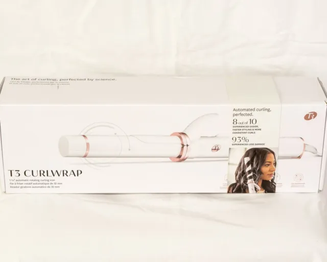 T3 - CurlWrap 1.25" Automatic Rotating Curling Iron with Long Barrel - White