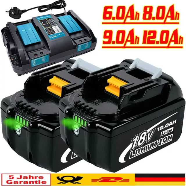 2x 18V 6,0Ah 12AH Akku Für Makita BL1850 BL1830 LXT BL1860 Led Anzeige/Ladegerät