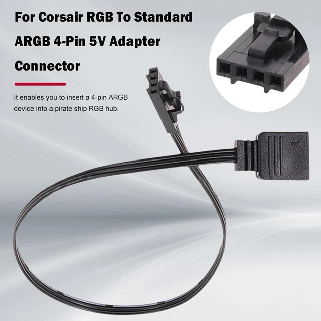 FOR CORSAIR 4 Pin RGB to Standard ARGB 5V 3 Pin Connector w/ Adapter