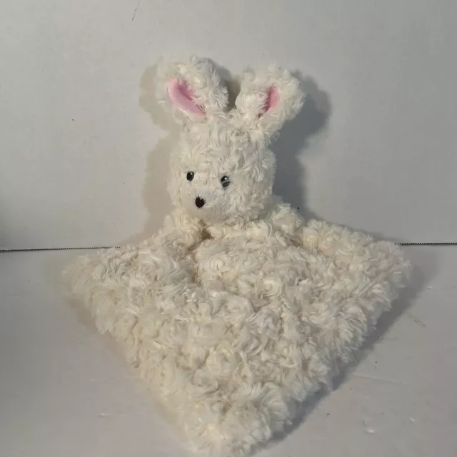 Sumersault White BUNNY Baby Security Blanket Lovey Soft Rosette