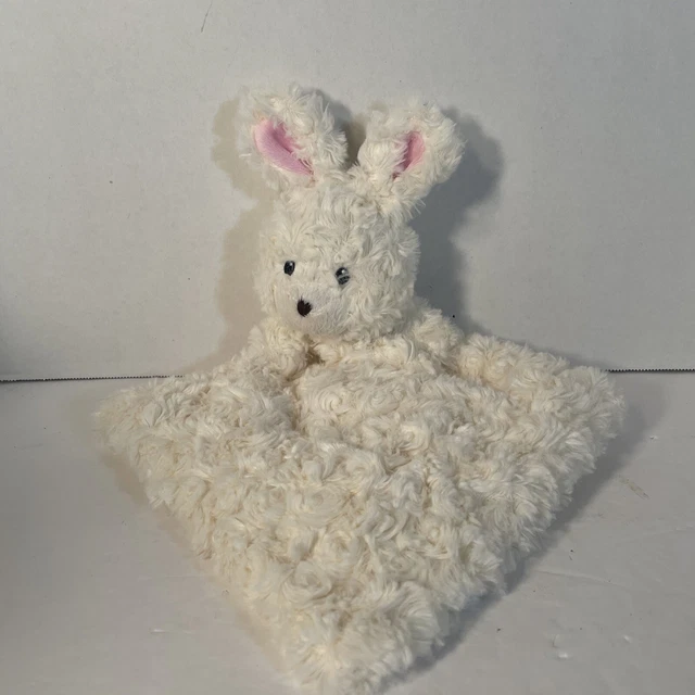 Sumersault White BUNNY Baby Security Blanket Lovey Soft Rosette