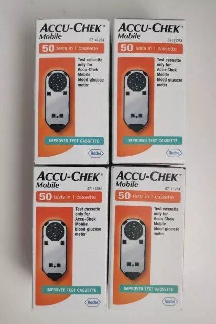 Accu-Chek Mobile Casete Tiras Reactivas - 4 Pack De 50 Tests = 200