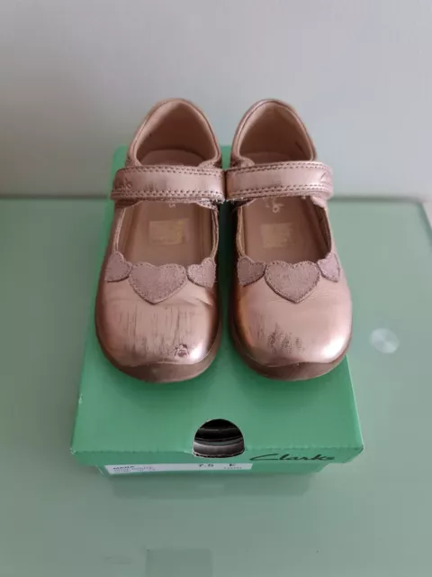 Clarks Mara Ballet Flats / Metallic Rose Gold / Girls / Kids/ UK 7.5 E / Leather