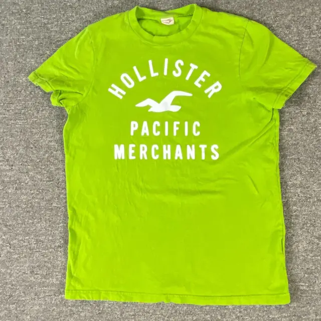 Hollister Shirt Boys Large Green Logo T Shirt Short Sleeve 100% Cotton