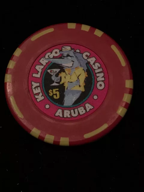 Key Largo Casino Chip $5 Chip Aruba Poker Blackjack Vintage
