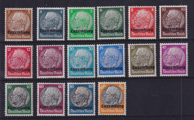 Deutsche Besetzung 2. WK, Xulemburg, Hindenburg Satz Mi.-Nr 1-16 einwandfrei **