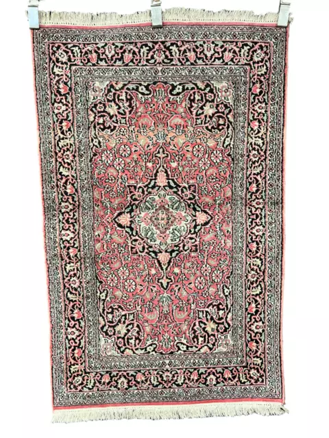 Edler Handgeknüpfter Orientteppich Kaschmir Seide Ghom carpet rug 126x80cm