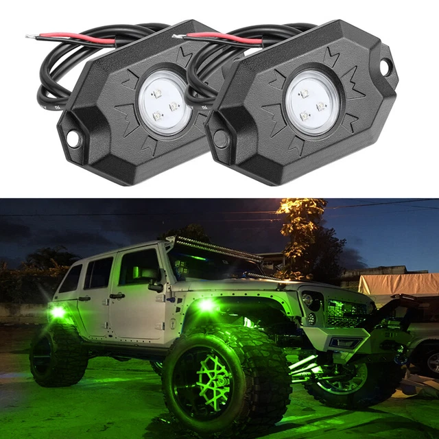 2x Universal Green Hunting LED Dome Lights Interior Roll Bar Mount Rock Lights