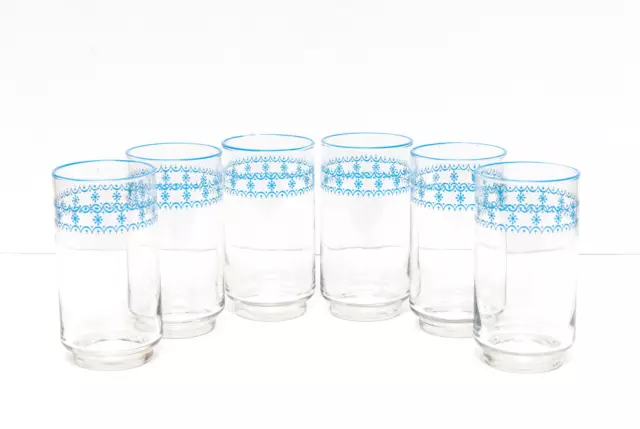 Vintage Corelle Livingware Snowflake Garland Six Tumblers Drinking Glasses NICE