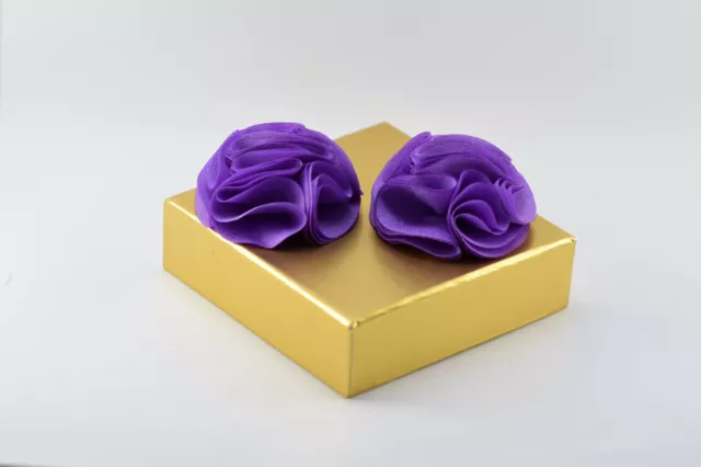 Handmade Pair of Satin Rose flower bow shoe clips