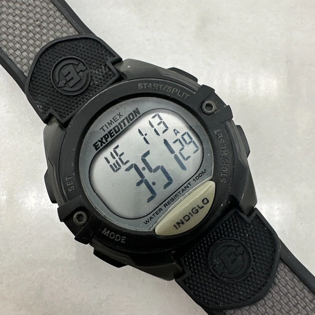 TIMEX EXPEDITION DIGITAL Watch Men Black Indiglo Compass Band New