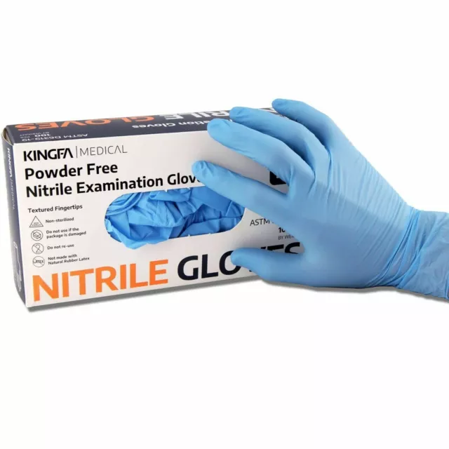 Kingfa Blue Nitrile Medical Gloves FDA Powder &Latex Free Disposable 3 mil