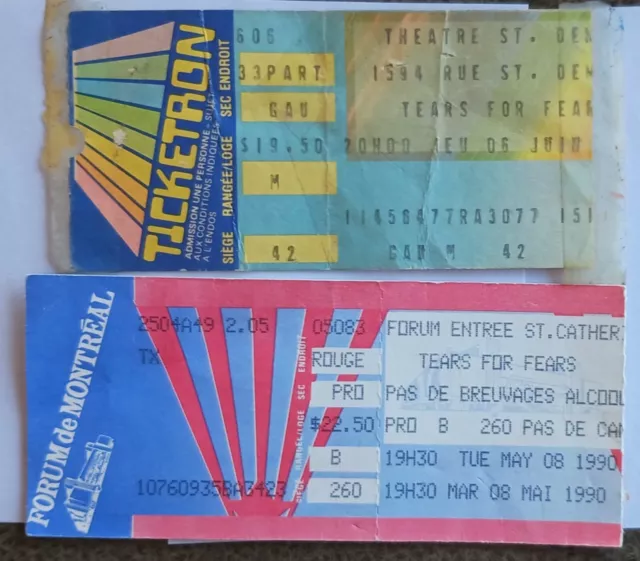 TEARS FOR FEARS -1983 & 1990 Ticket Stubs