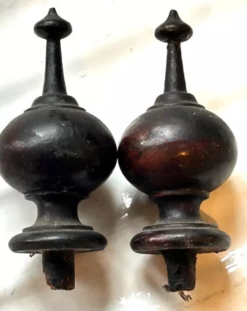 Vintage Turned wood Vienna Wall Clock Finials - Pair  - Clockmakers spares