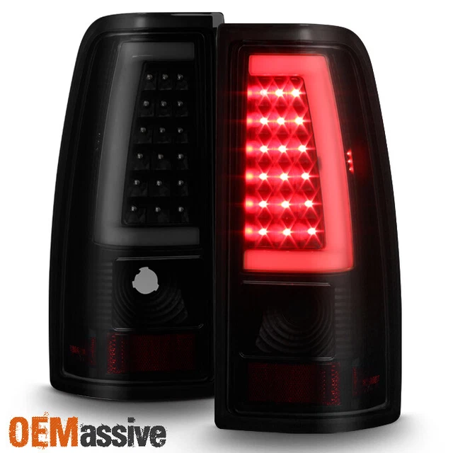 Fit 1999-2002 Chevy Silverado 99-06 GMC Sierra Black Smoked LED Tube Tail Lights