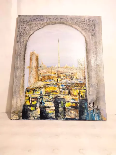 Huile sur Toile Orientaliste Signée / 1989 France / Peinture Tableau HST Medina