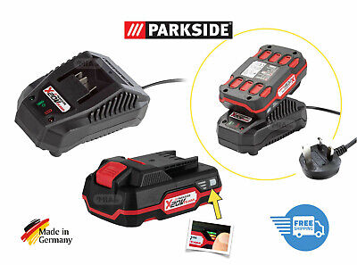 Parkside 20v 2Ah Batería y Cargador Para Amoladora Angular sin Cuerda PWSA 20-Li A1/B2/B3