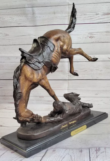 Hand Made Real Bronze Wicked Pony By Frederic Remington Art Sculpture Statue Art