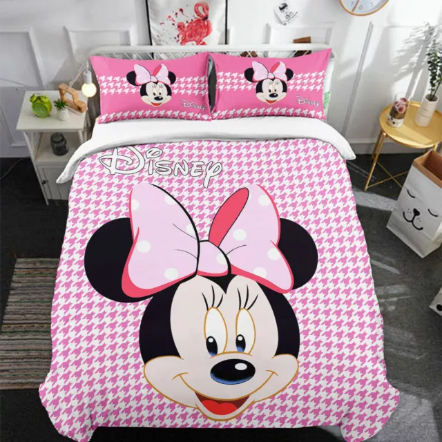 Minnie Mouse Quilt/Doona/Duvet Cover Set Single/Double/Queen Size Bed Pillowcase