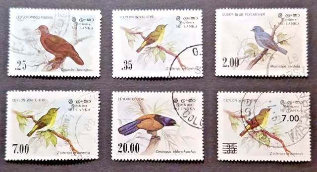 Sri Lanka: 1983 Birds; complete fine used set incl 7r on 35c overprint; SG827-30
