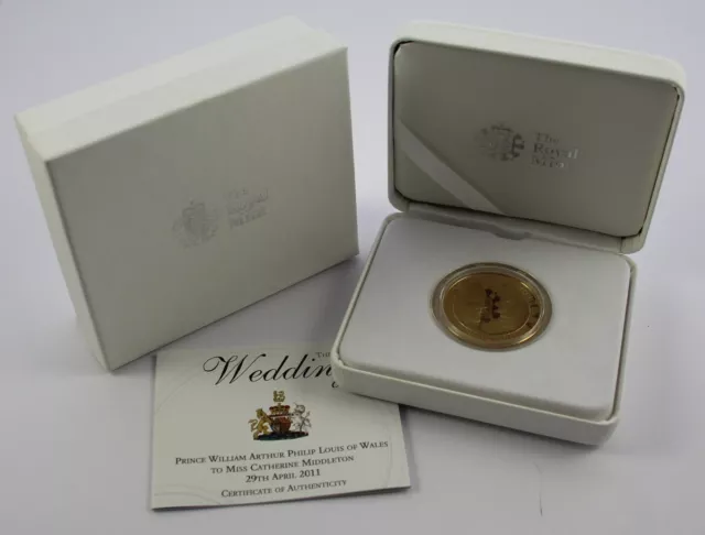 2011 UK Royal Wedding Prince William & Catherine Silver Proof w/ Fine Gold Plate