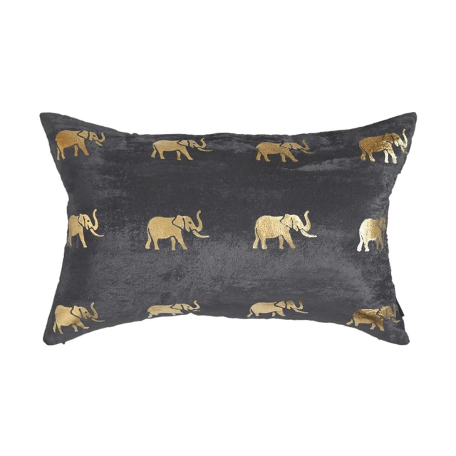 2 decorative pillow cases- Thurston Reed - elephants - pewter - 14x22