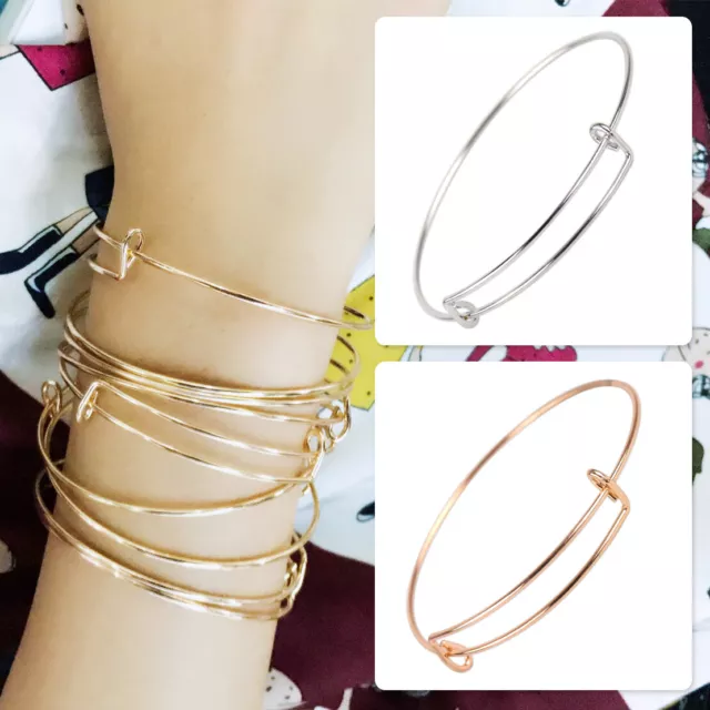 10PC Fashion Lady Women Gift Metal Wire Expandable Bracelet Charm Bangle Jewelry