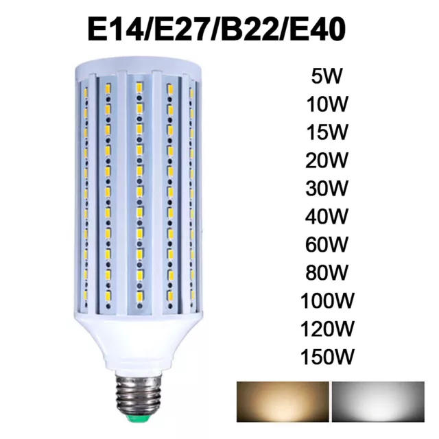 E27 B22 E40 E14 LED Corn Bulbs Light 5-150W 5730 SMD Bayonet Screw Bulbs White