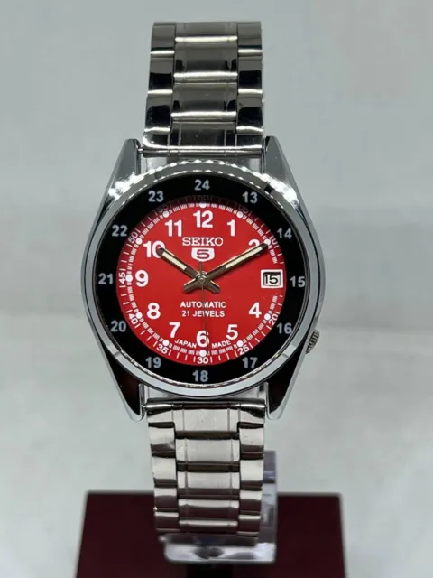 Seiko 5 Automatic cal-6319 21Jewel Red dial Date Indicator Man's wrist watch