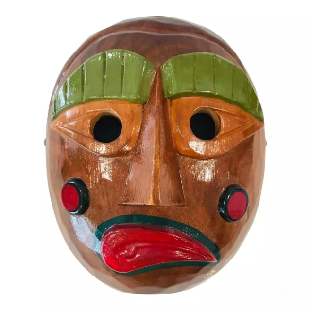 Japanese Wooden Colorful Hand Carved Mask Home Decor