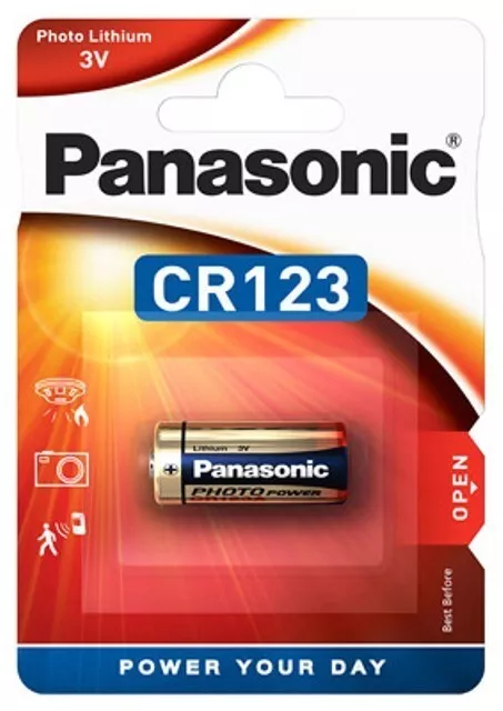 2 x CR123A CR123 CR17345 Photo Foto-Batterie 3V Lithium PANASONIC im Blister