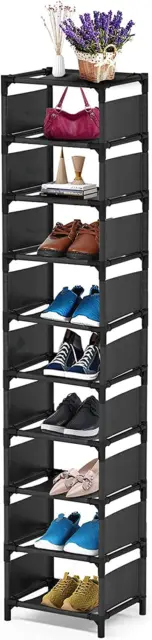 Hohe schmale Schuhablage 10 Stufen vertikal Metall kleine Schuhablage für Wohnzimmer