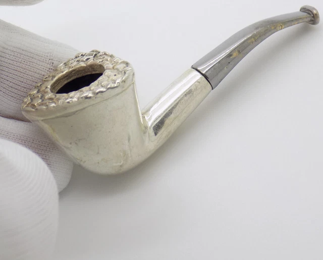 Vintage Italian Handmade Genuine Silver Rare LARGE Smoking Pipe Figurine