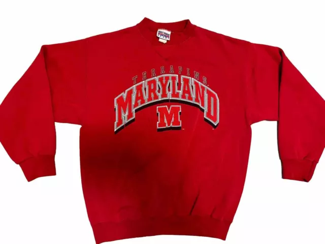 Vintage University of Maryland Terrapins Crewneck Sweatshirt 80s 90s Red XL