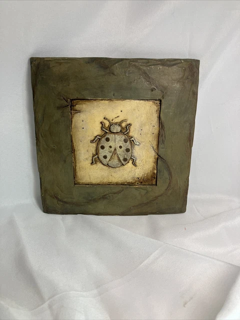 Beetle Slate Wall 8-in Square Painted Slate Indoor Outdoor 3D Wall Hanging