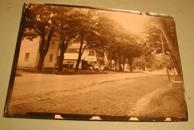 1920 Garage Photo with " Socony Garage " Sign Attached