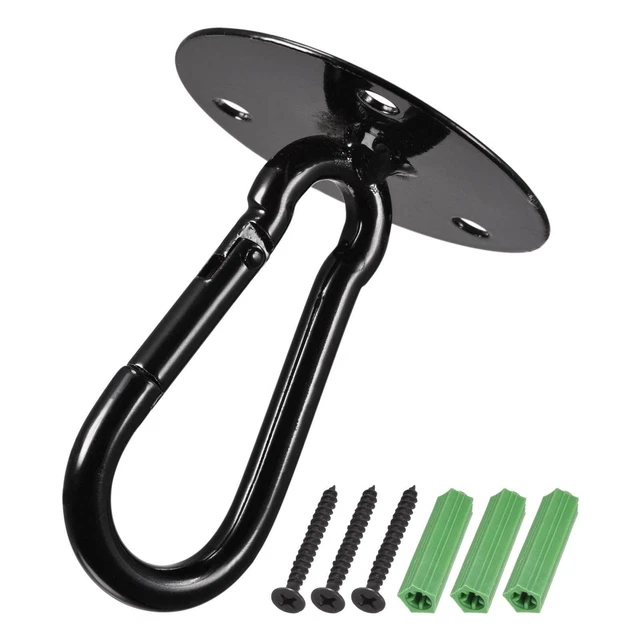 Ceiling Hooks Snap Hook Wall Mounted 65x81mm Iron for Hanging Plants Black 2Pcs