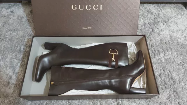 New Gucci leather long boots size 7,5