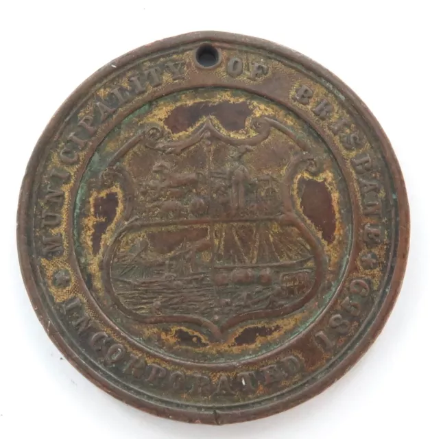 1897 Brisbane Australiana. Queen Victoria 60 Year Reign Metal Medallion.