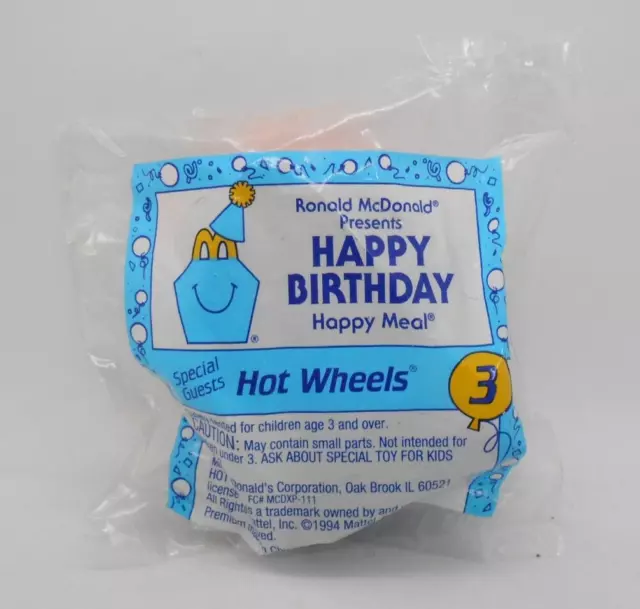 MCDONALDS HAPPY MEAL Happy Birthday Special Guests #3 Hot Wheels Toy ...