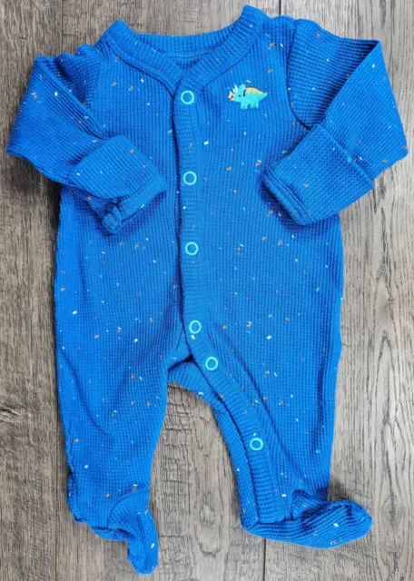 Baby Boy Clothes Carter's Preemie Ribbed Blue Dinosaur Footed Outfit