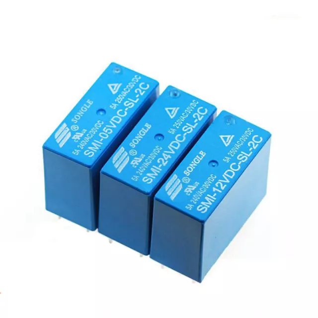 5V / 12V / 24V DC SMI-05V 12V 24VDC-SL-2C Mini PCB Power Relays 8-Pins SONGLE