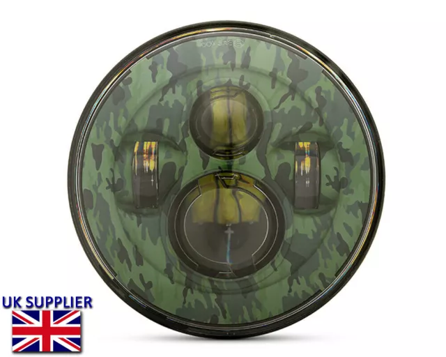 Moto Phare Insert LED 7 " Projecteur 45W Camouflage pour Harley Pour