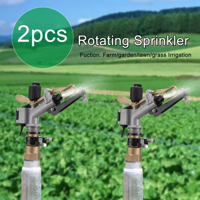 2 Alloy 360°Adjustable Impact Sprinkler Gun Water Irrigation Lawn Spray  Gun t