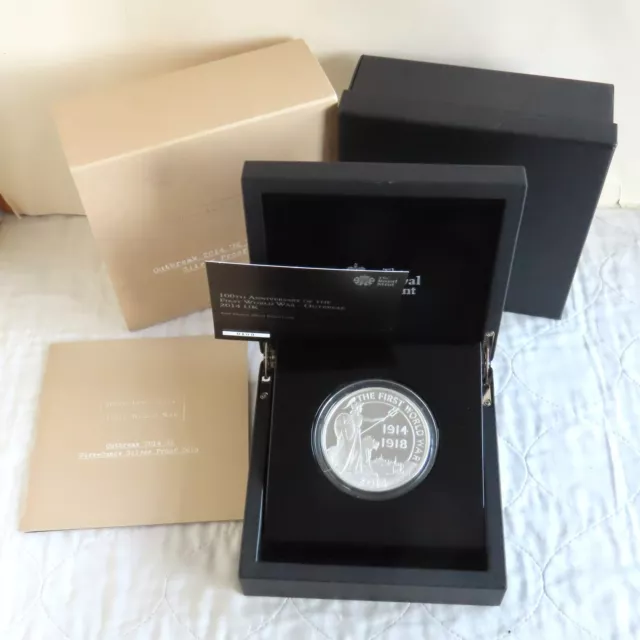 UK 2014 ROYAL MINT FIRST WORLD WAR OUTBREAK £10 5oz .999 SILVER PROOF - complete