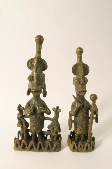 Alte Bronzefiguren Paar Yoruba 21cm EE98 Old bronze Pair Joruba Ekiti Figures