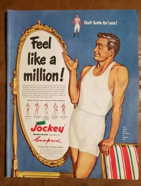 VINTAGE JOCKEY UNDERWEAR Funny Magazine Page Ad . Saturday Evening Post  1950 $5.04 - PicClick