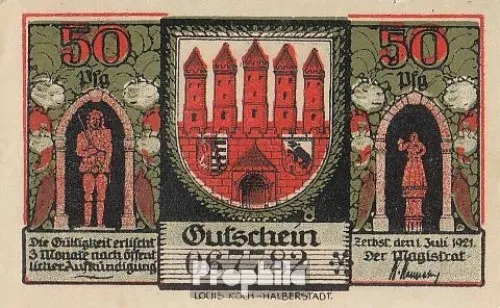 Banknoten Zerbst/Anhalt 1921 Notgeld: 1469.2 50 Pf Notgeld der Stadt Zerbst/Anha