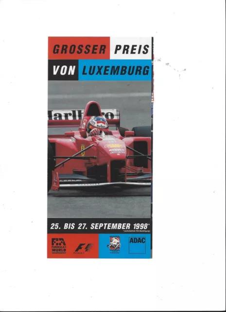 Flyer Formel 1 Grosser Preis von Luxemburg 1998 - Nürburgring