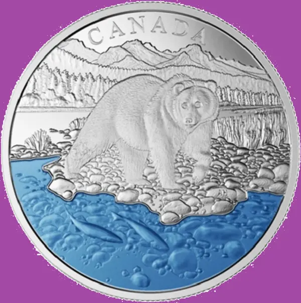 2017 Canada Grizzly Bear $20 PROOF Silver Dollar Coin. Mint UNC (JC)